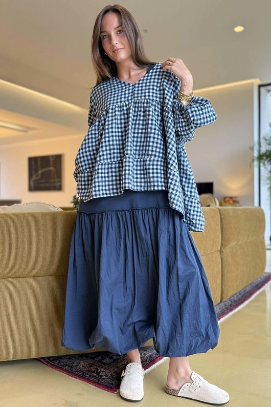 Nonni Gingham Artist Smock Navy